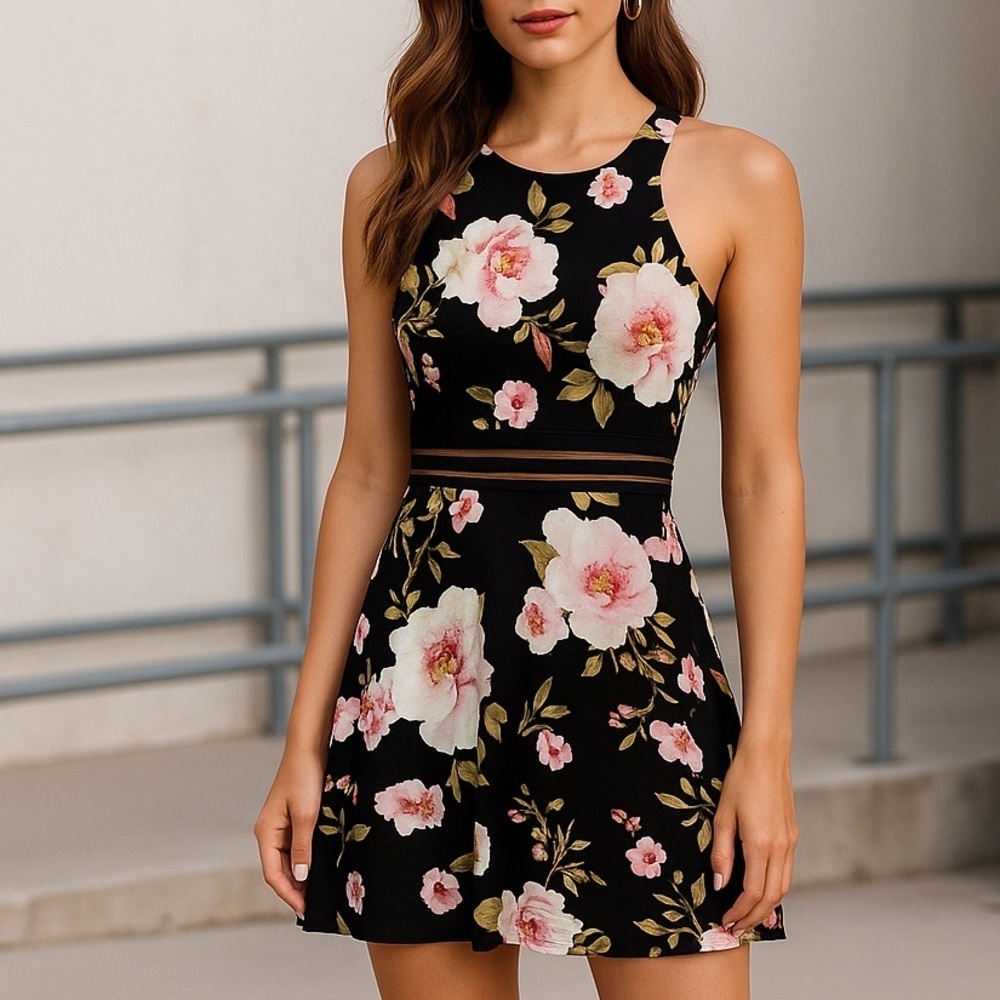 NWT speechless floral a-line sleeveless mesh torso dress ❤️